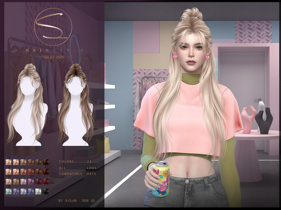 Прическа Sclub Ts4 Hair 040326 Sims 4