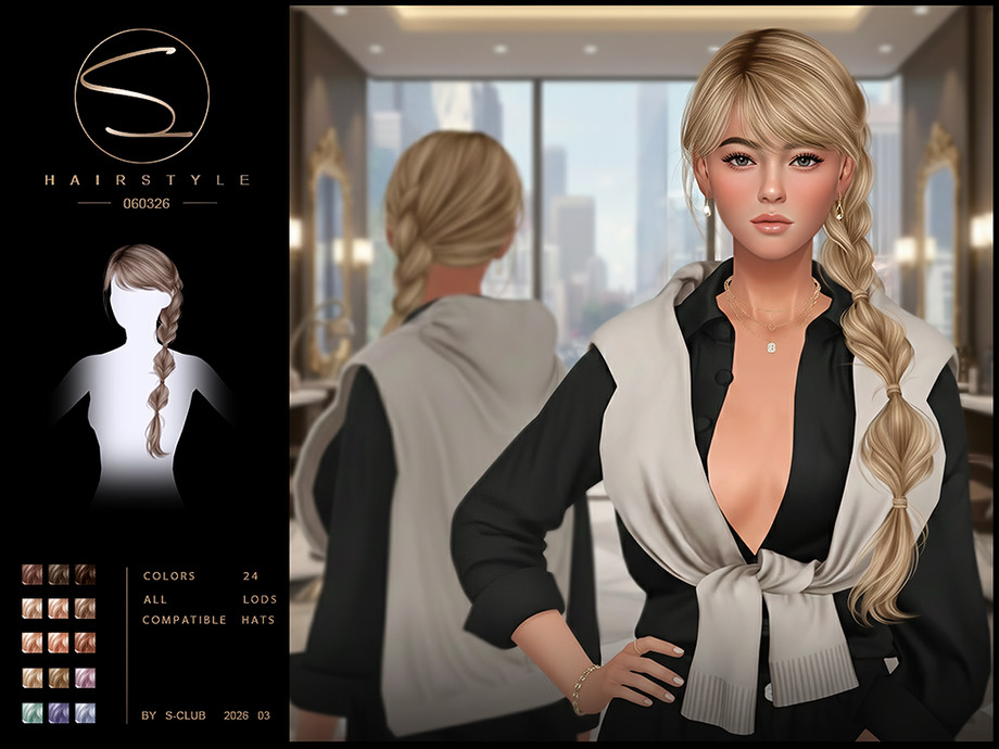 Прическа Sclub Ts4 Hair 060326 Sims 4