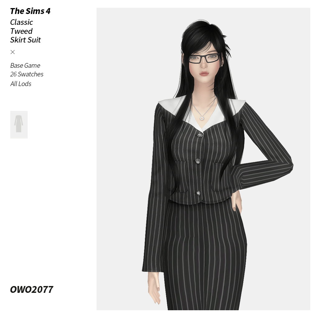 Костюм Classic Tweed Skirt Suit Sims 4