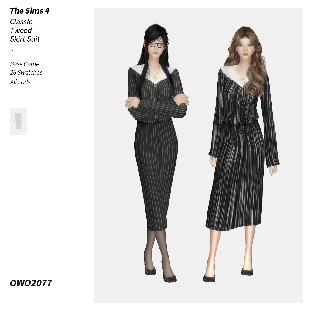 Костюм Classic Tweed Skirt Suit Sims 4