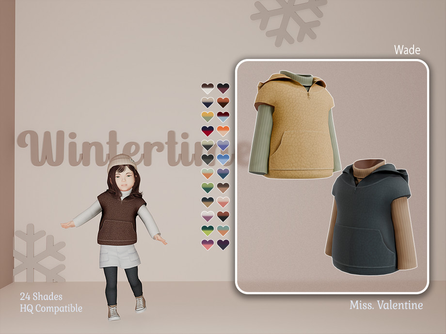 Комплект Wade Fleece Hoodie With Turtleneck Sims 4