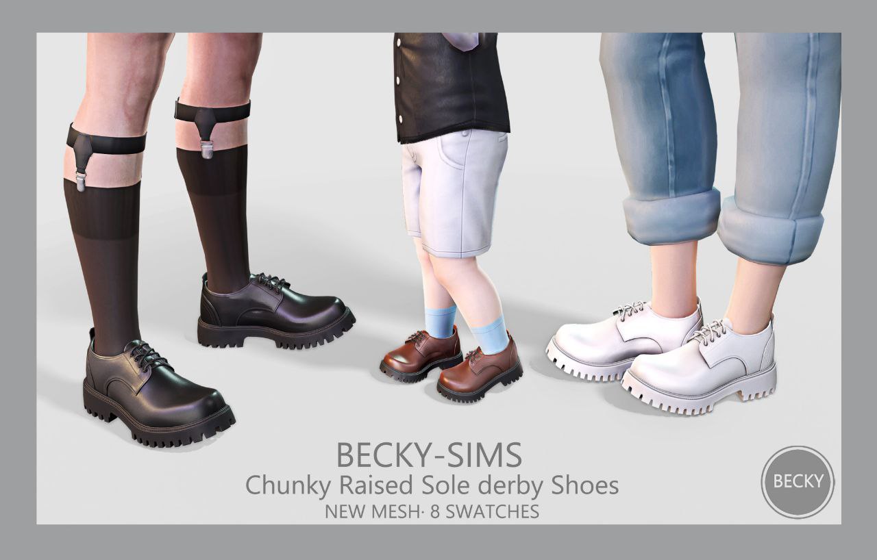 Обувь дерби Chunky Raised Sole Derby Shoes Sims 4