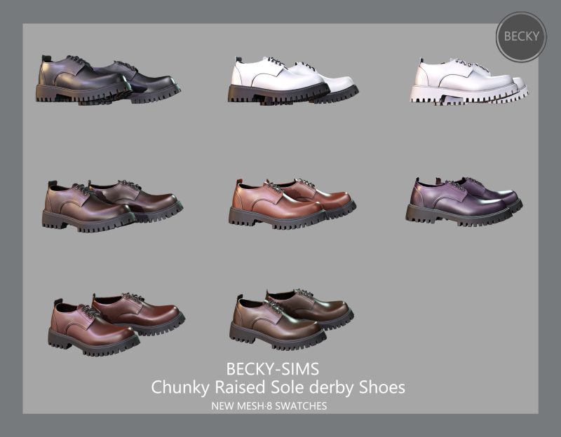Обувь дерби Chunky Raised Sole Derby Shoes Sims 4