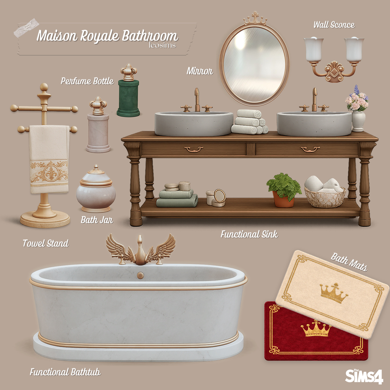 Королевская ванная Maison Royale Bathroom Sims 4