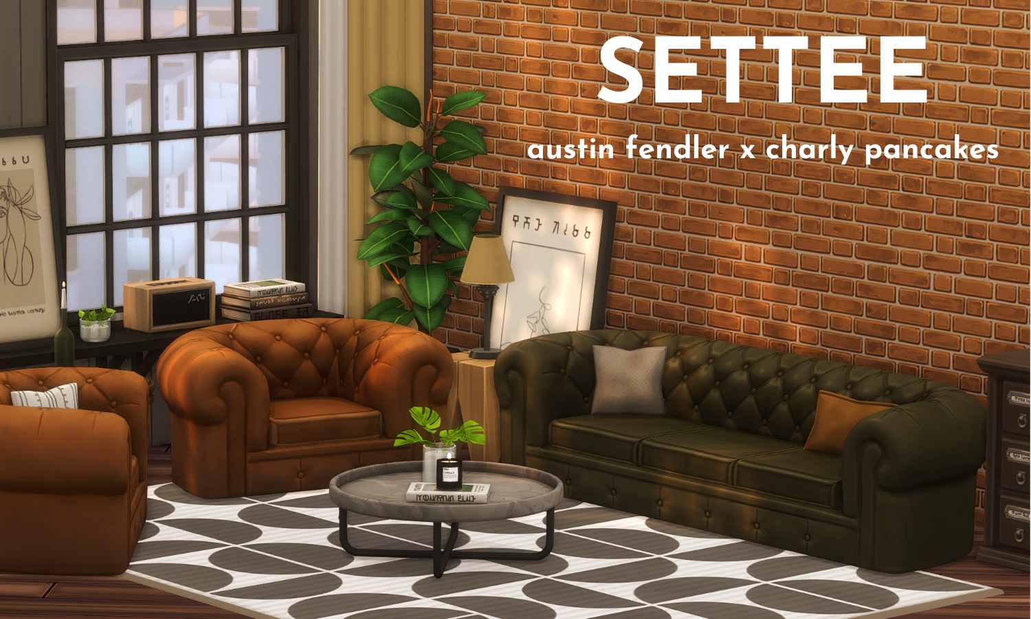 Набор мебели для гостиной Settee Sims 4
