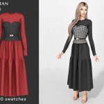 Наряд Chaya Corset Style Midi Dress Sims 4