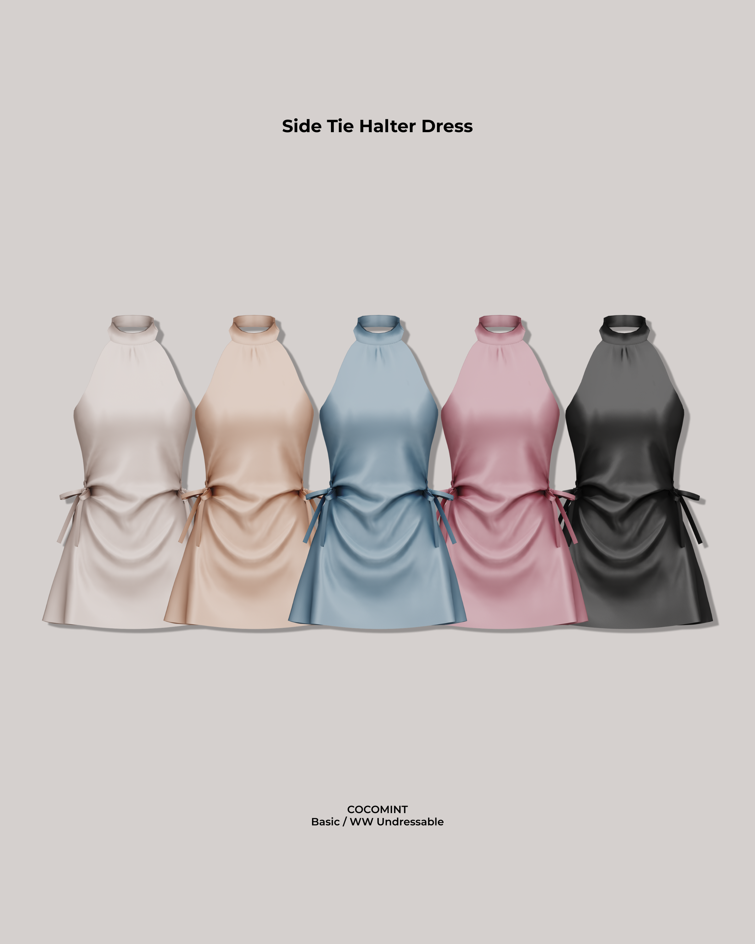 Платье Side Tie Halter Dress Sims 4