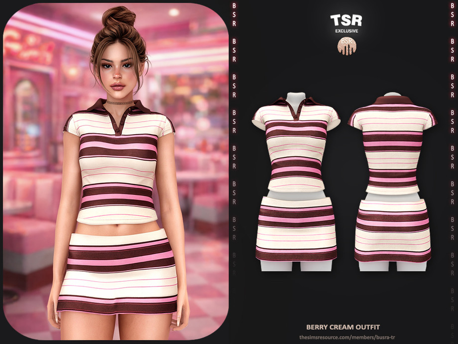 Полосатый комплект для симочек «SET-Berry Cream Outfit»