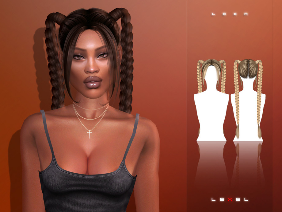 Прическа Lexa Long Braids with Bangs Sims 4