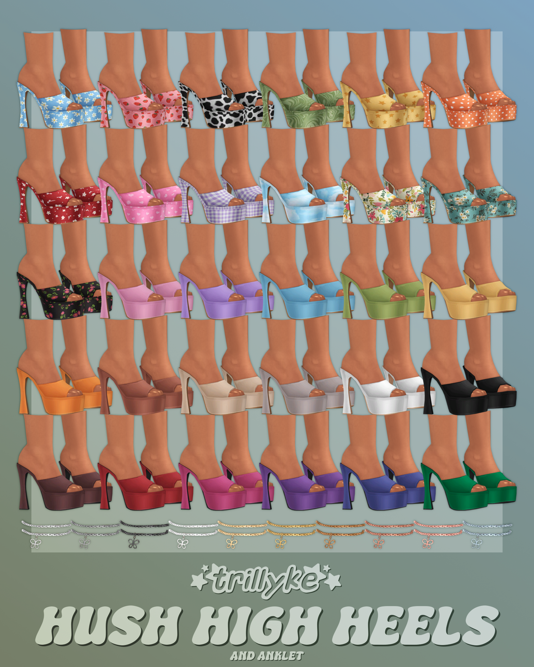 Шлепки для симочек «Hush High Heels & Anklet»