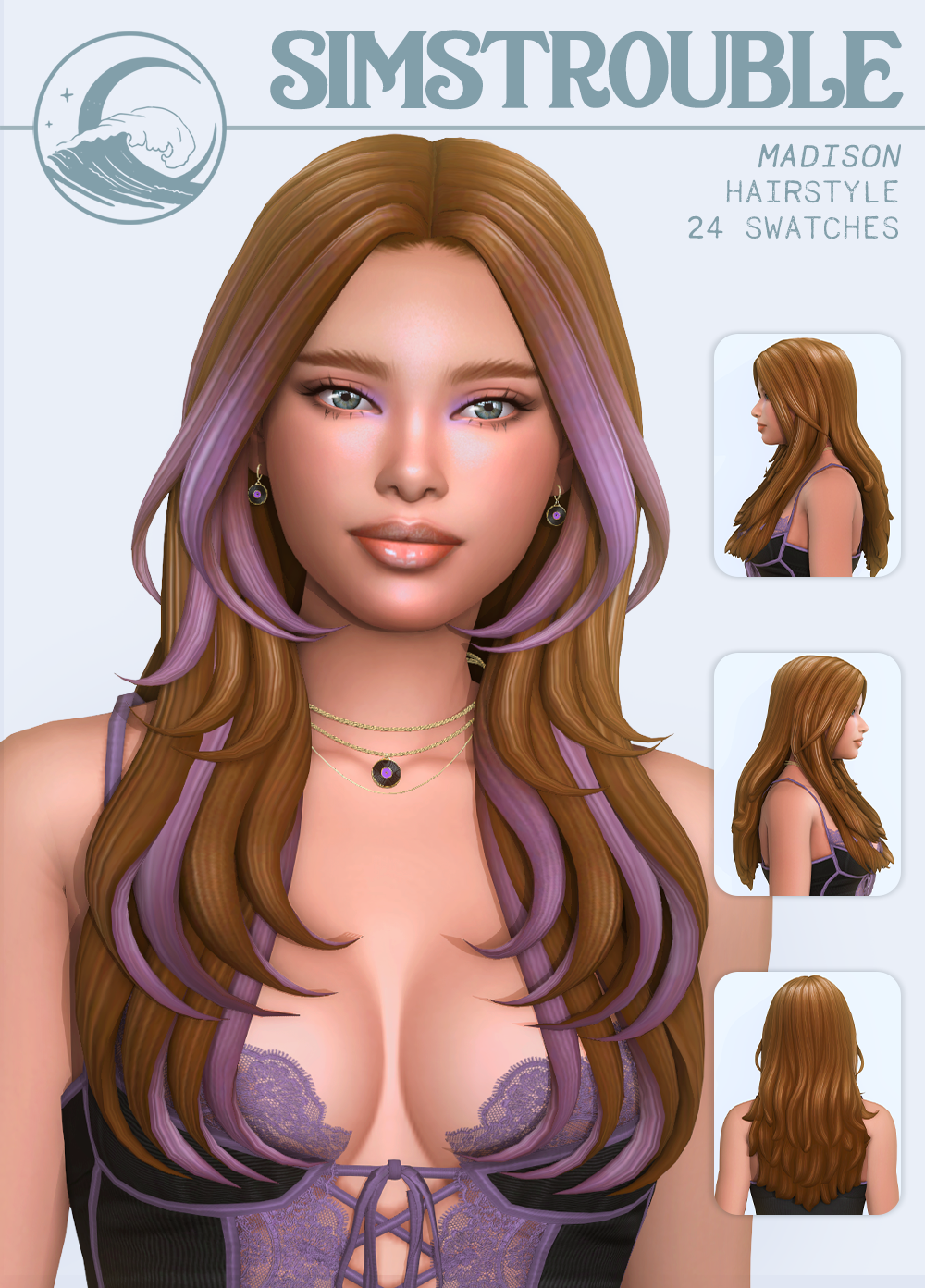 Женская прическа Madison Hairstyle Set Sims 4