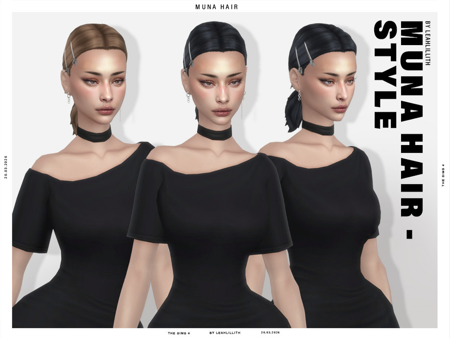 Женская прическа Muna Short Ponytail Sims 4