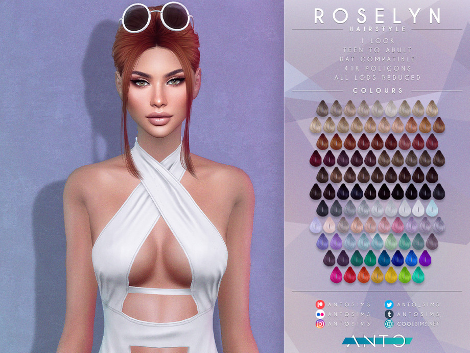 Женская прическа Roselyn Sims 4