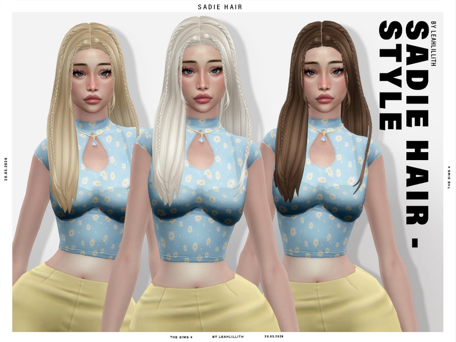 Женская прическа Sadie Thin Braids Long Sims 4