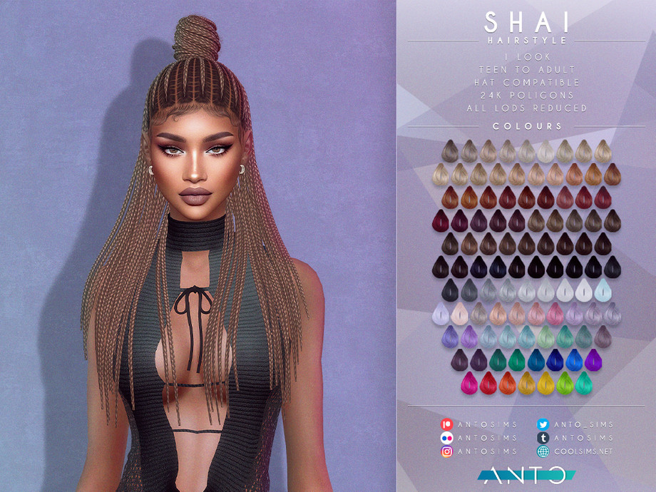 Женская прическа Shai Sims 4