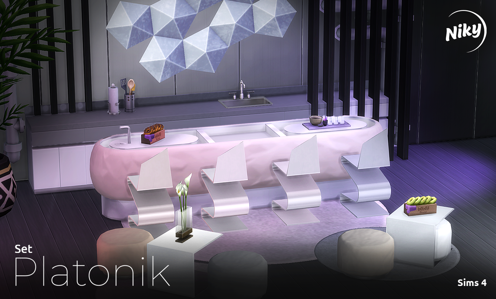 Футуристичный сет для бара Platonik Set для Sims 4