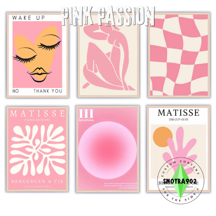 Картины Pink Passion для Sims 4