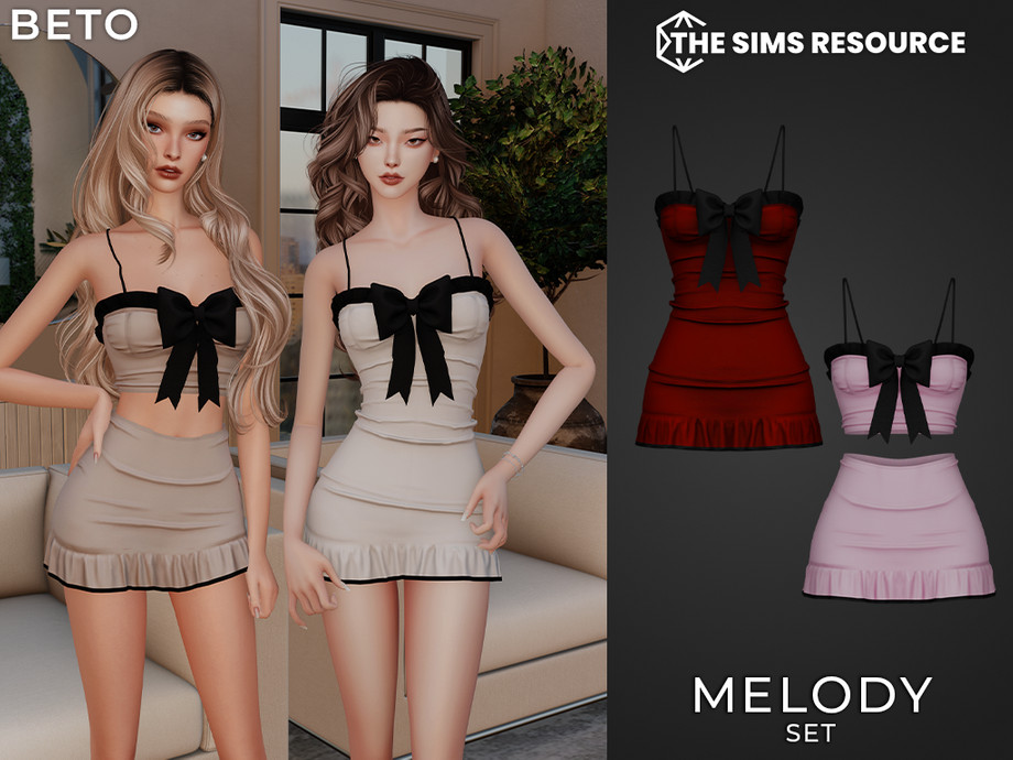 Комплект с бантом для симочек Melody для Sims 4