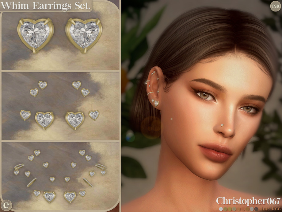 Комплект серёжек Whim Earrings Set для Sims 4