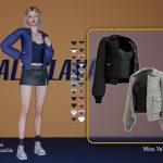 Куртка с топом Amira leather bomber jacket with blouse для Sims 4 Куртка с топом Amira leather bomber jacket with blouse для Sims 4