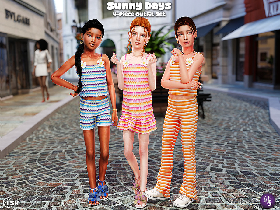 Летний полосатый сет Sunny Days для Sims 4