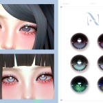 Линзы и тени для глаз Aqua eyes для Sims 4