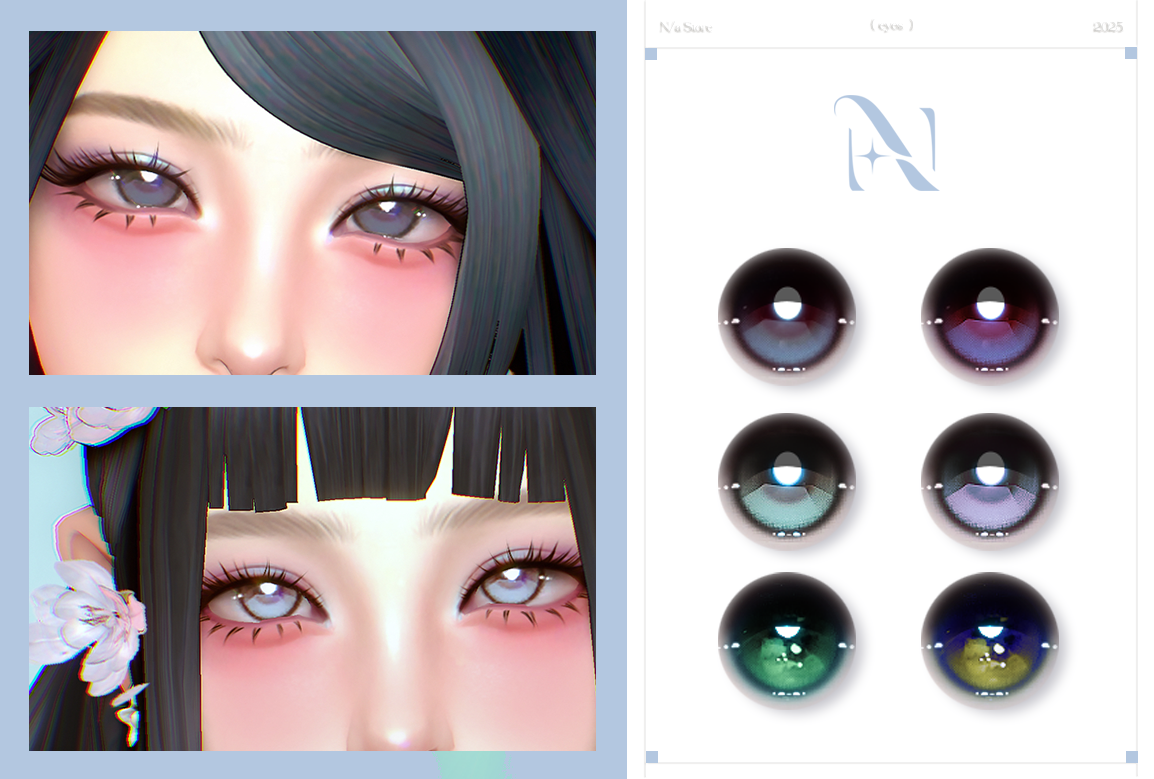 Линзы и тени для глаз Aqua eyes для Sims 4