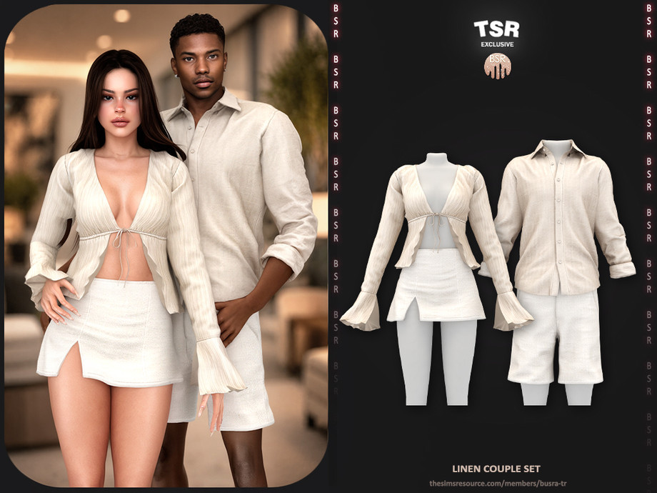 Льняной сет для пары SET-Linen Couple Set для Sims 4