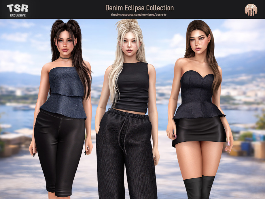 Джинсовый мини-сет SET — Denim Eclipse Collection для Sims 4