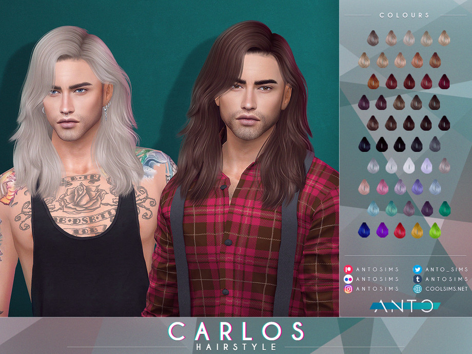 Мужская причёска Carlos Hairstyle для Sims 4