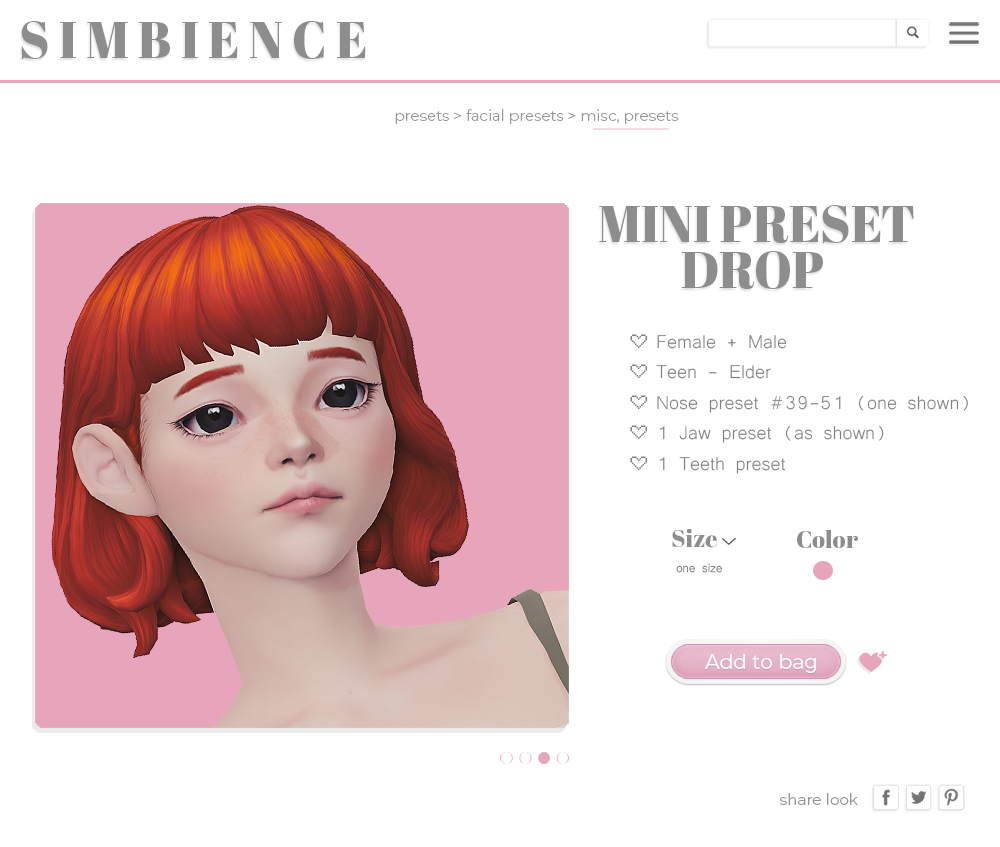 Набор пресетов для лица Mini Preset Drop для Sims 4