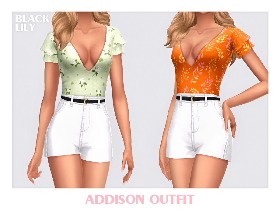 Наряд Addison Outfit для Sims 4