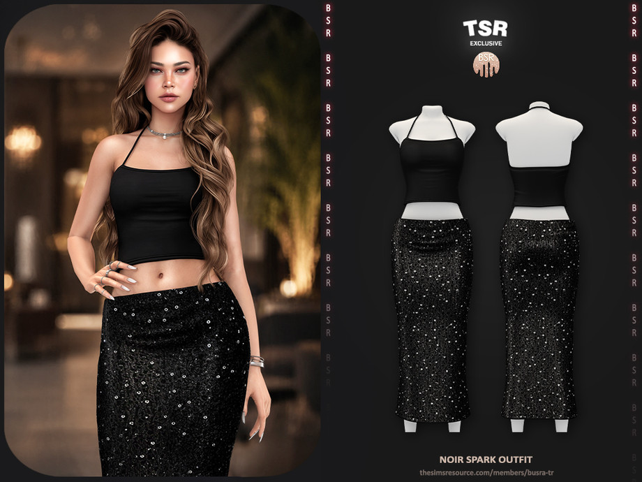 Наряд для симочек SET-Noir Spark Outfit для Sims 4