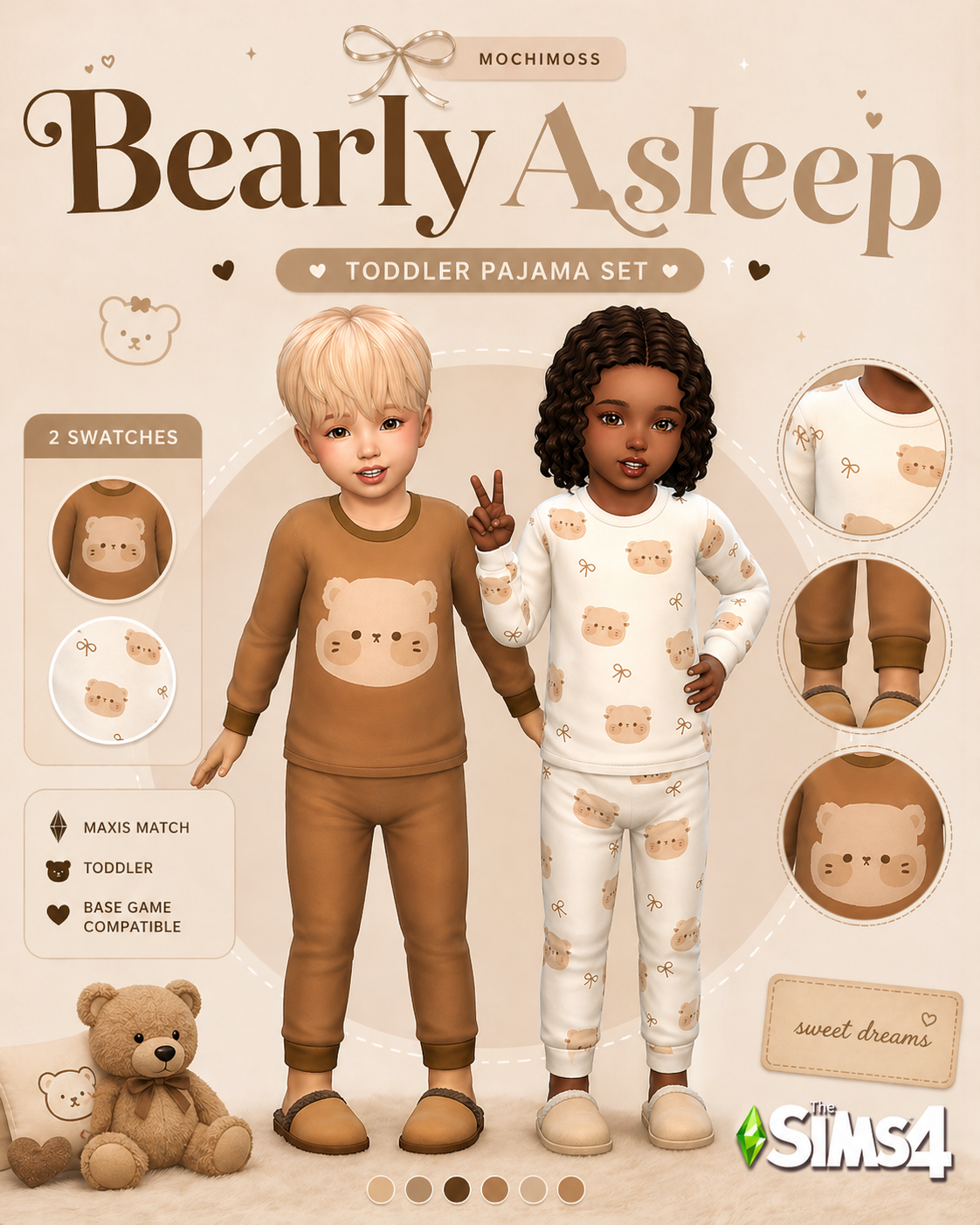 Пижама для тоддлеров Bearly Asleep для Sims 4