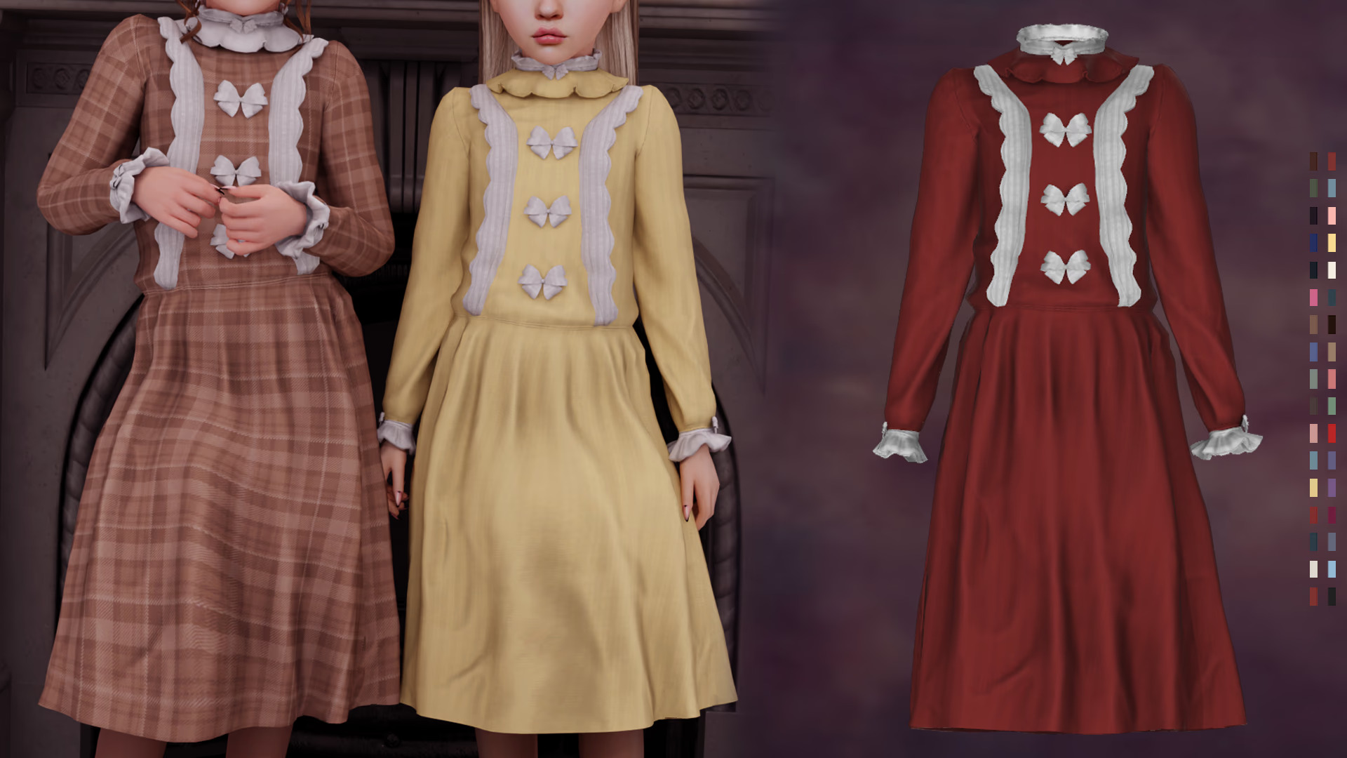 Платье для девочек Christmas Past Victorian Dress для Sims 4