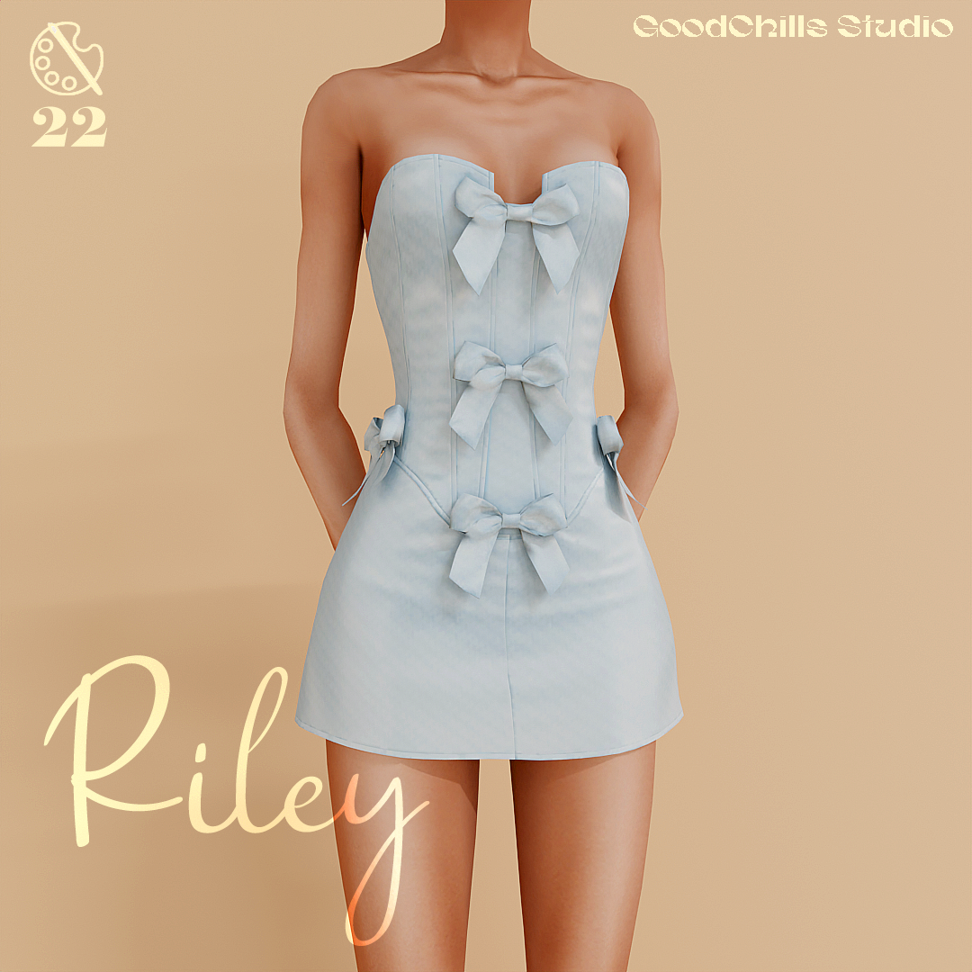 Платье для симочек Riley Strapless Corset Bow Mini для Sims 4