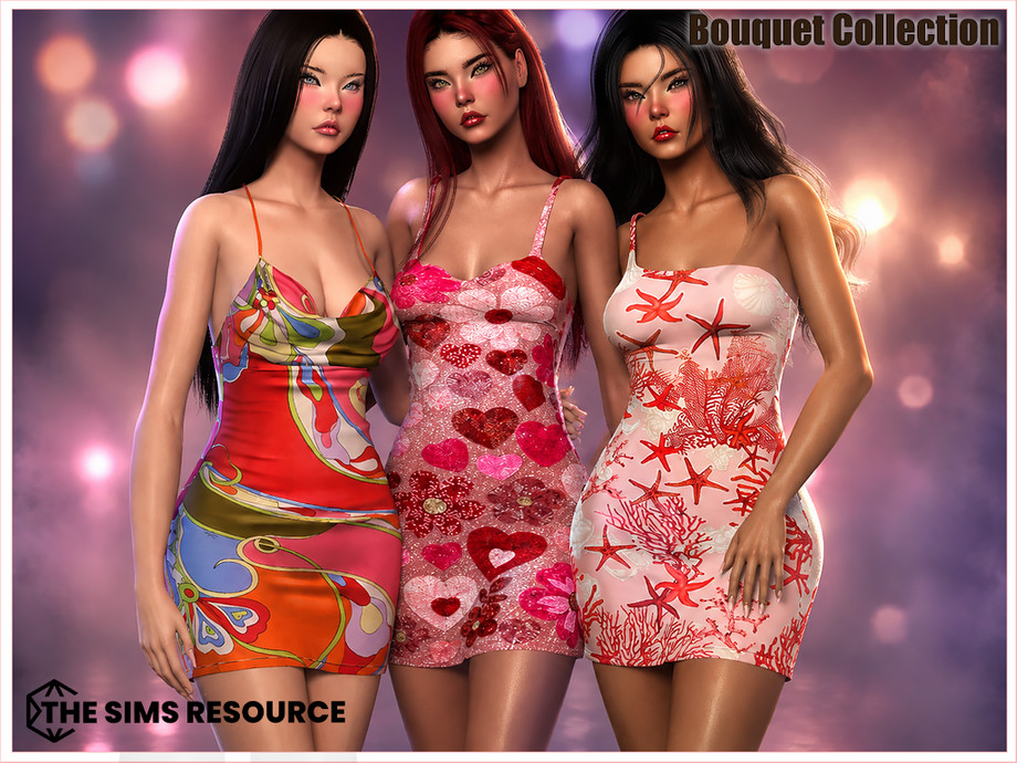 Платья Set — Bouquet Collection для Sims 4