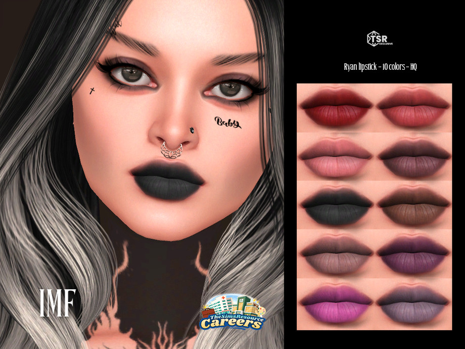 Помада IMF Ryan Lipstick — Careers Tattoo Artist для Sims 4