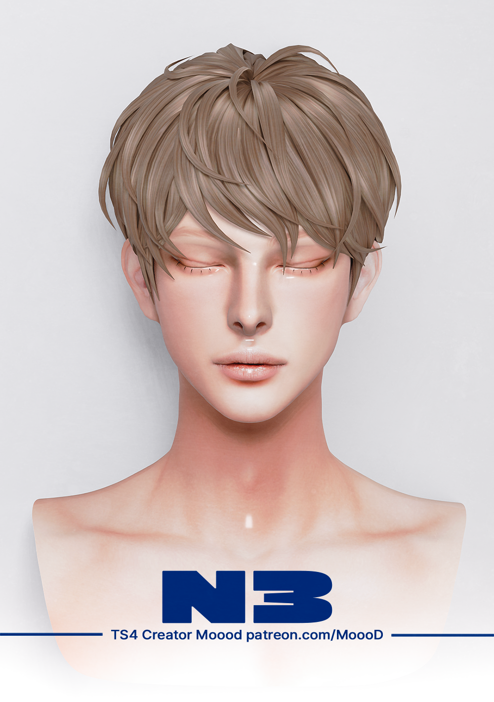 Причёска Hair N3 для Sims 4