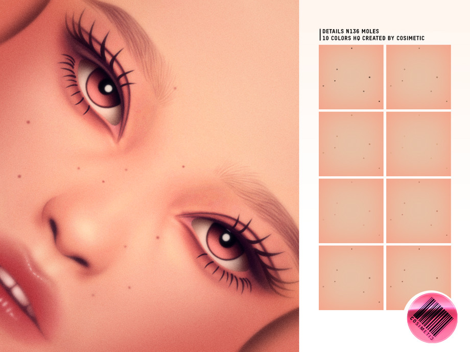 Родинки для лица Bare Soft Moles для Sims 4