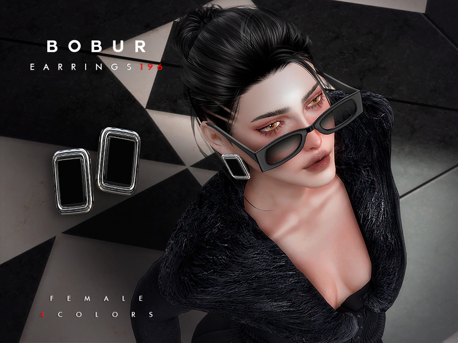 Серьги Massive Square Stud Earrings для Sims 4