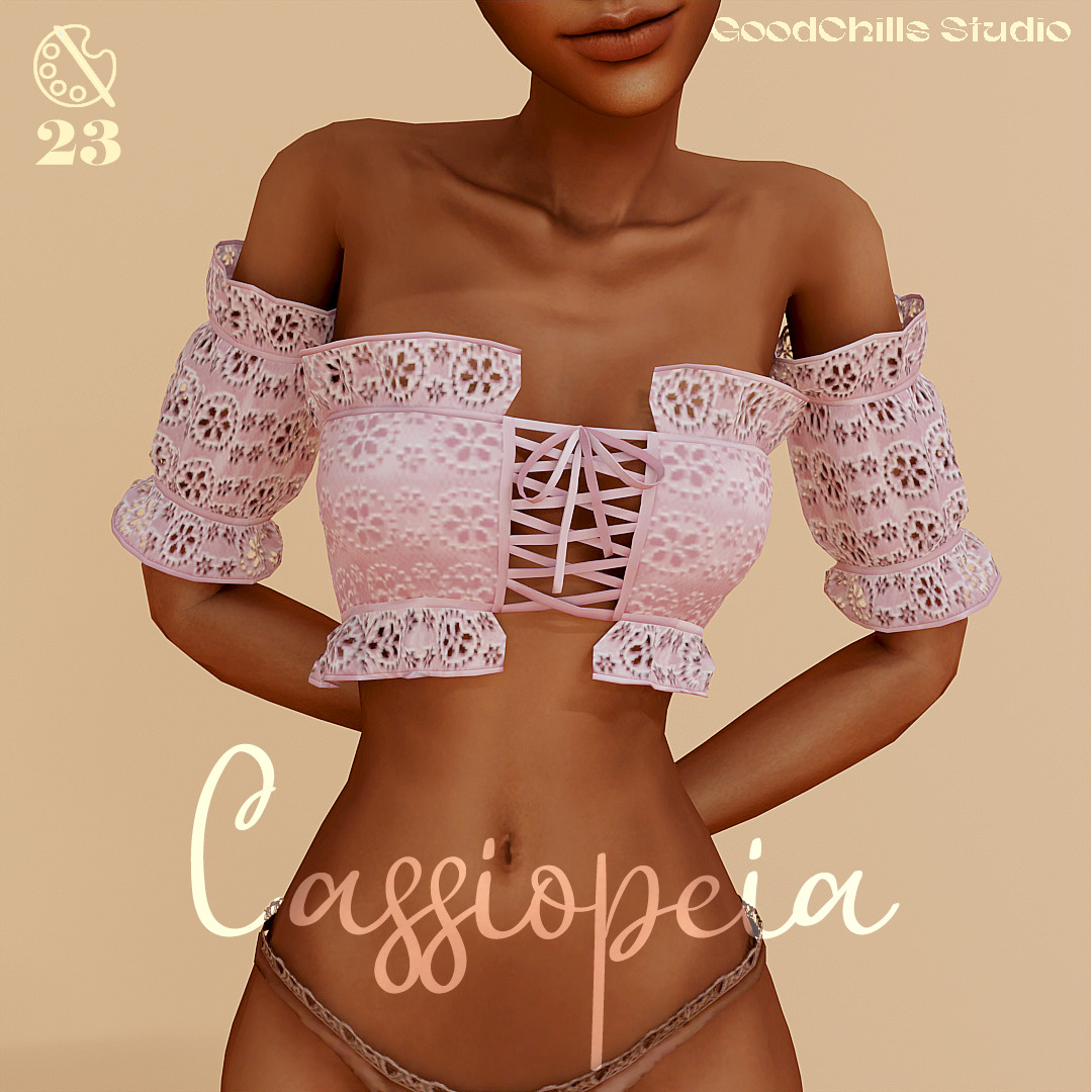 Топ Cassiopeia Richelieu Ruffle для Sims 4