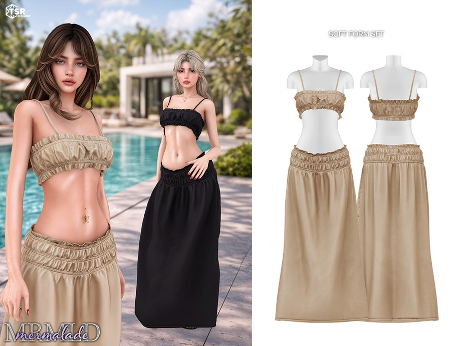 Топ и юбка для симочек Soft Form Set для Sims 4
