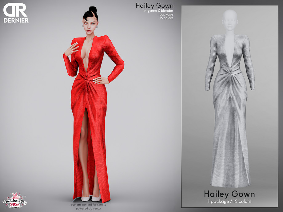 Вечернее платье Hailey Gown для Sims 4