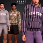 Худи и шорты для мужчин, мальчиков, малышей и младенцев BRENT для Sims 4