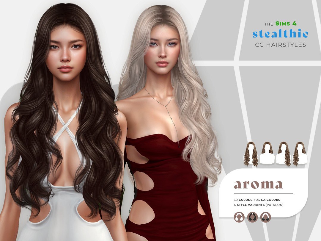 Женская причёска Aroma для Sims 4