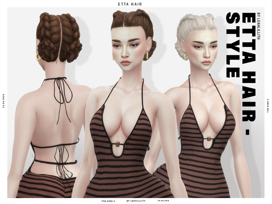Женская причёска Etta Braided Buns Hairstyle для Sims 4