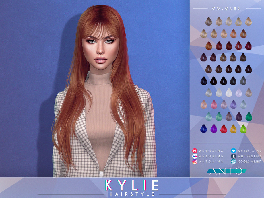 Женская причёска Kylie Hairstyle для Sims 4