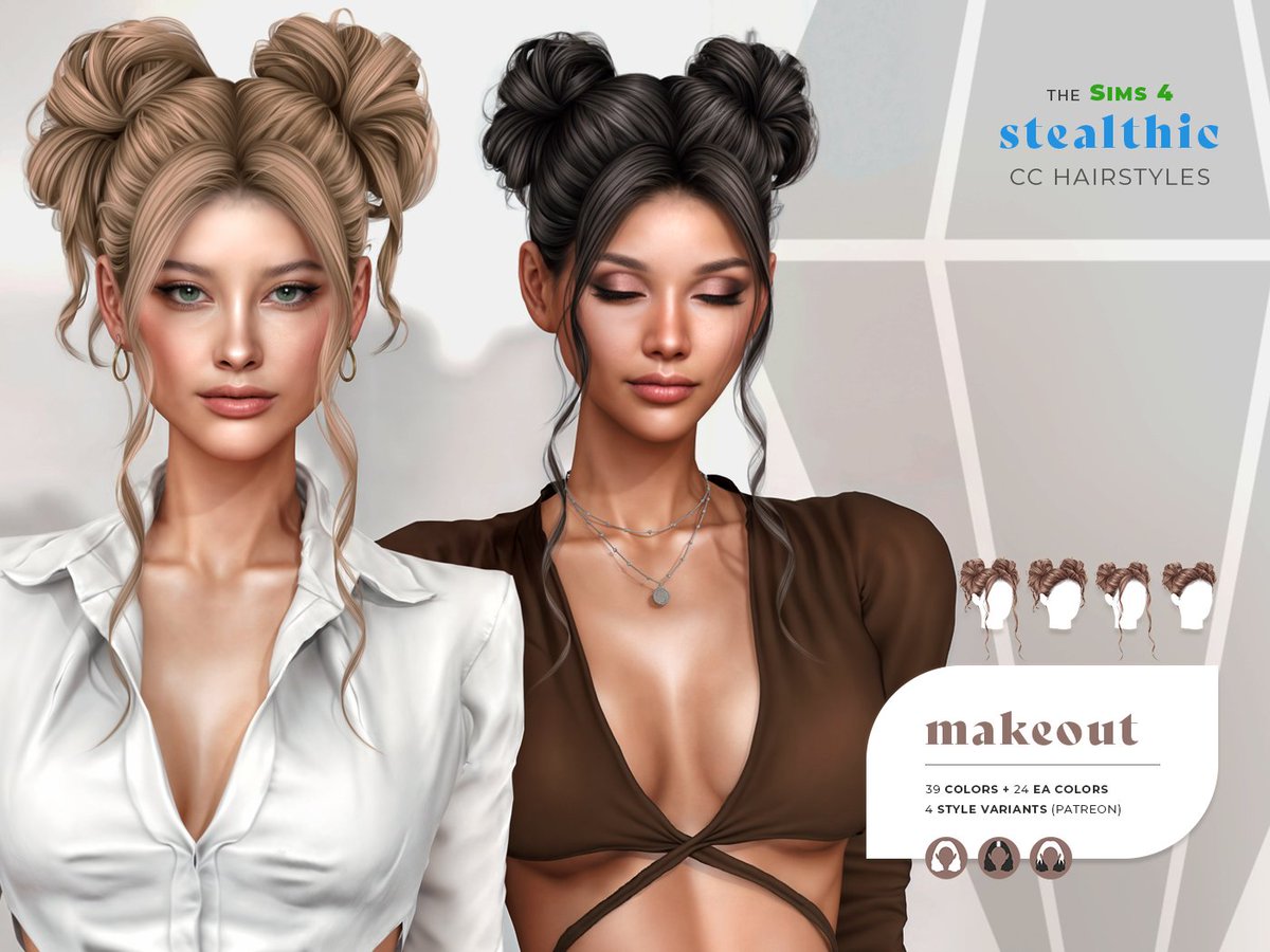 Женская причёска Makeout Hair для Sims 4