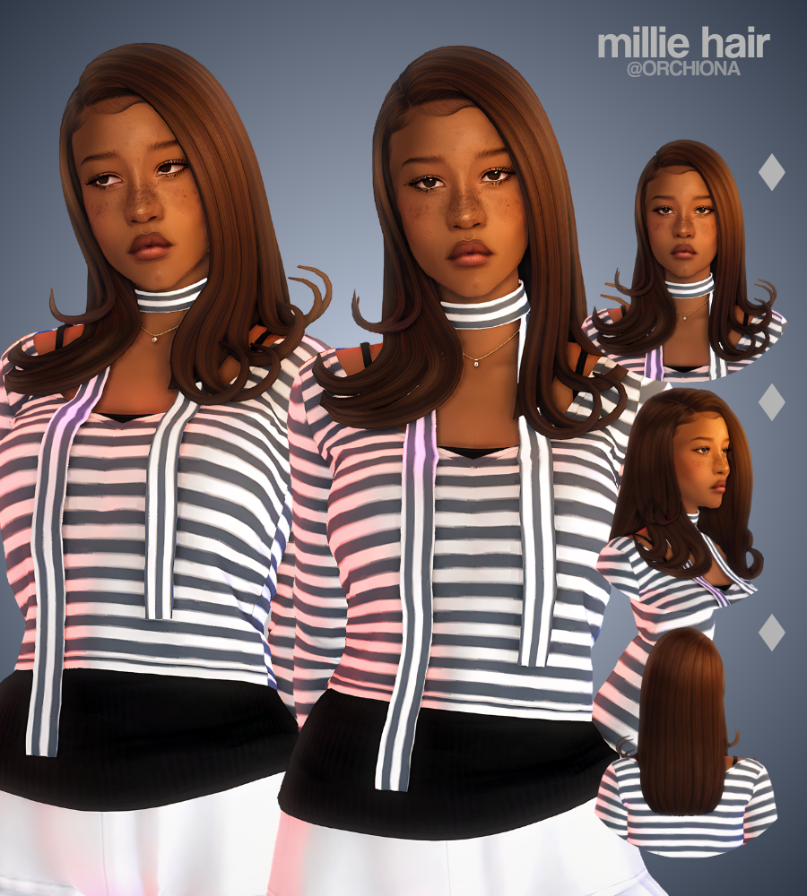 Женская причёска millie hair для Sims 4